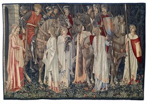 The Arming and Departure of the Knights, billedvev designet av kunstneren og vevd av Morris & Co., 1895-96 av Edward Burne Jones