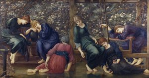 The Garden Court, fra Briar Rose Series, ca. 1894 (olje på lerret) av Edward Burne Jones