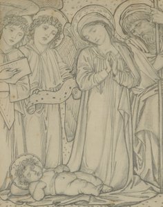 Den hellige familie, ca. 1874 (kritt på papir) av Edward Burne Jones