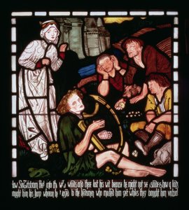 The Madness of Sir Tristan, fra 'The Story of Tristan and Isolde', William Morris und Co. (farget glass) av Edward Burne Jones