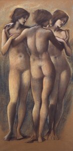 The Three Graces, ca. 1885 (kritt på papir) av Edward Burne Jones