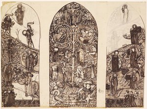 The Tree of Jesse, design for glassmalerier i Waltham Abbey, produsert av Powell & Co., 1860 av Edward Burne Jones