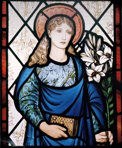 Jomfru Maria, 1882 (farget glass) av Edward Burne Jones