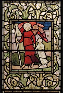 Wilden, All Saints, Morris & Co., Edward Burne-Jones, John Henry Dearle (1859-1932), The Child with Guardian Angel, 1902-1914, Louisa, Alfred, The Baldwins, statsminister, metodist, Worcestershire,