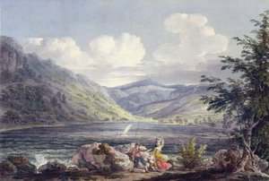 Haweswater, Westmoreland, ca. 1795 (wc over grafitt på vevd papir) av Edward Dayes