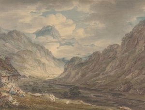 Honister-passet fra Gatesgarth Farm, Gatesgarthdale, Lake District, 1789-1804. av Edward Dayes