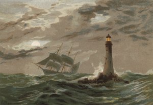 Moonlight, Eddystone fyrtårn av Edward Duncan