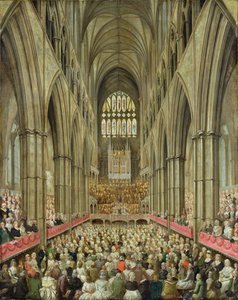 Et interiørbilde av Westminster Abbey ved markeringen av Händels hundreårsjubileum, tatt fra Manager