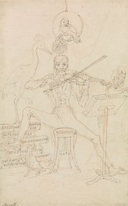 Karikatur selvportrett av Edward Francis Burney