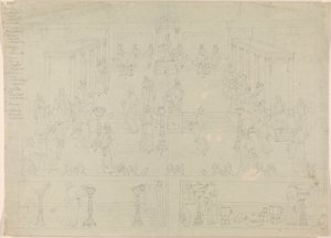 Design for romersk regjeringskammer (?) av Edward Francis Burney