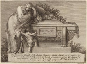 Begravelsesbillett til Sir Joshua Reynolds av Edward Francis Burney