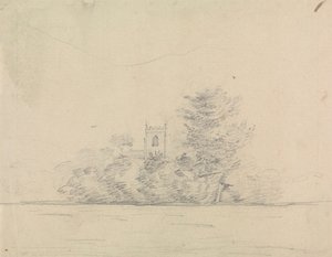 Landskap med kirke av Edward Francis Burney