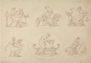 Seks studier av mor og datter som spiller av Edward Francis Burney