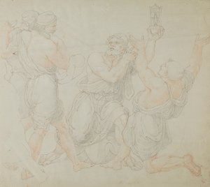 Studie for figurene til Demitrius og to arbeidere av Edward Francis Burney