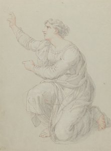 Studie for den knelende figuren til Priscilla av Edward Francis Burney