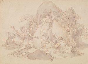 Telemachus og mentor lander på øya Calypso av Edward Francis Burney