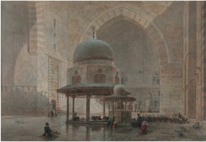 Interiør i moskeen-Madrassa til Sultan Hassan i Kairo