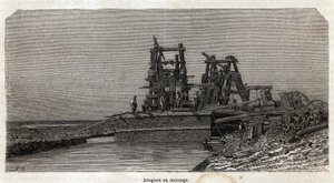 Mudre på Suez-kanalen, tegning av Grenet, for å illustrere en utflukt til Suez-kanalen i 1862 av Paul Merruau. Gravering i "" Le tour du monde"", redigert av Edouard Charton av Edward Grenet