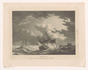 Skip i tordenvær på sjøen Frakt (tittel på objekt) Seascapes (serietittel) av Edward Hedges
