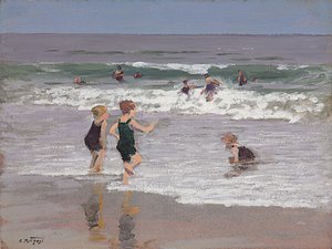 Barn som leker i Surf av Edward Henry Potthast
