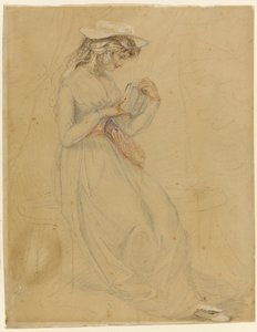 Illustrasjon for George Washington Jones: A Christmas Gift That Went A-Begging, 1903 (kull, vask og kinesisk hvit på papir) av Edward Henry Potthast