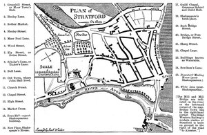 Kart over Stratford-upon-Avon, Warwickshire, 1759 1885.