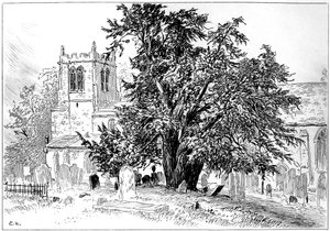 Snitterfield kirke, Snitterfield, Warwickshire, 1885.