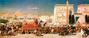 Israel i Egypt (fargelitografi) av Edward John (after) Poynter