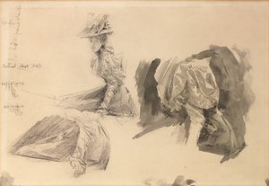 Skisser av en kvinne for Boulters Lock, søndag ettermiddag av Edward John Gregory
