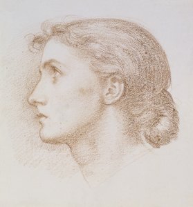 Hodestudie av en ung kvinne, ca. 1880 (kritt på papir) av Edward John Poynter