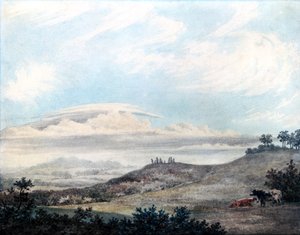 Landlig landskap med senere skystudier av Luke Howard (1772-1864) ca. 1808-11 (wc på papir)