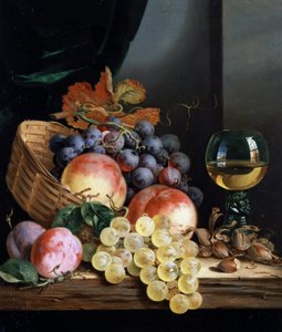 Stilleben av frukt og nøtter. Maleri av Edward Ladell (1821–1886). Privat samling.