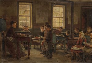 A Country School, 1890 (olje på lerret montert på komposisjonstavle)