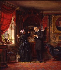 A Lover of Old China, 1880 (olje på akademisk styre) av Edward Lamson Henry