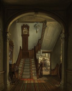 Gammel klokke på trappen, 1868