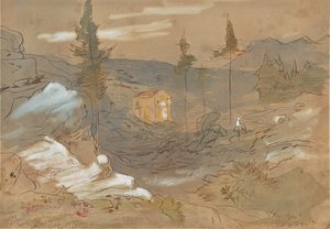 Et helligdom i nærheten av Khania på Kreta, Hellas av Edward Lear