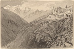 En by på en Hilltop Sanctuary of Lampedusa, 18841885. av Edward Lear