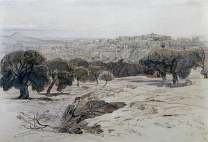 Betlehem - Langfredag 2. april 1858 (penn, blekk og akvarell på papir) av Edward Lear