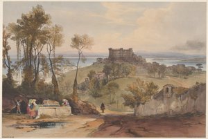 Bracciano utsikt over Roma og dens omegn, plate 2, 1841. av Edward Lear