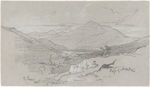 Fjellutsikt fra Antrodoco, 1845. av Edward Lear