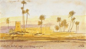 Nær Wady Halfeh, kl. 17.30, 6. februar 1867 (blekk og wc) av Edward Lear