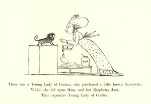 Det var en ung dame fra Corsica, som kjøpte en liten brun saucy-cur av Edward Lear