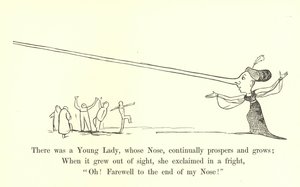 Det var en ung dame, hvis nese stadig blomstrer og vokser av Edward Lear