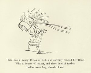 Det var en ung person i rødt, som forsiktig dekket hodet hennes av Edward Lear
