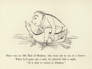 Det var en gammel mann fra Dunluce, som dro ut på havet på en gås av Edward Lear