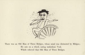 Det var en gammel mann med tre broer, hvis sinn ble distrahert av Midges av Edward Lear