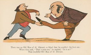 Det var en gammel mann fra Abruzzi, så blind at han ikke kunne se foten hans, fra 'A Book of Nonsense', utgitt av Frederick Warne og Co., London, ca. 1875 av Edward Lear