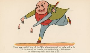 Det var en gammel mann fra Nilen, som slipte neglene med en fil, fra 