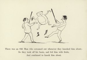 Det var en gammel mann som skrek ut hver gang de slo ham rundt av Edward Lear