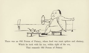 Det var en gammel person fra Putney, hvis mat var stekte edderkopper og chutney av Edward Lear